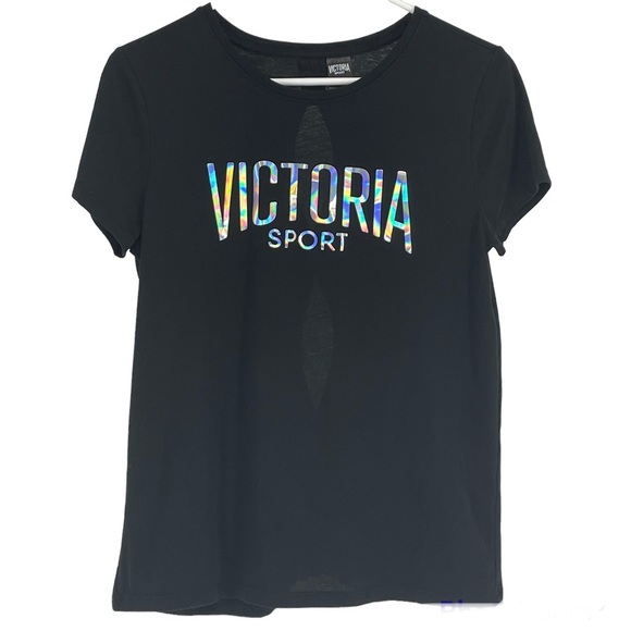 Victoria's Secret Tops - VICTORIA’S SECRET SPORT WOMEN’S BLACK TIE BACK ATHLETIC T-SHIRT SMALL